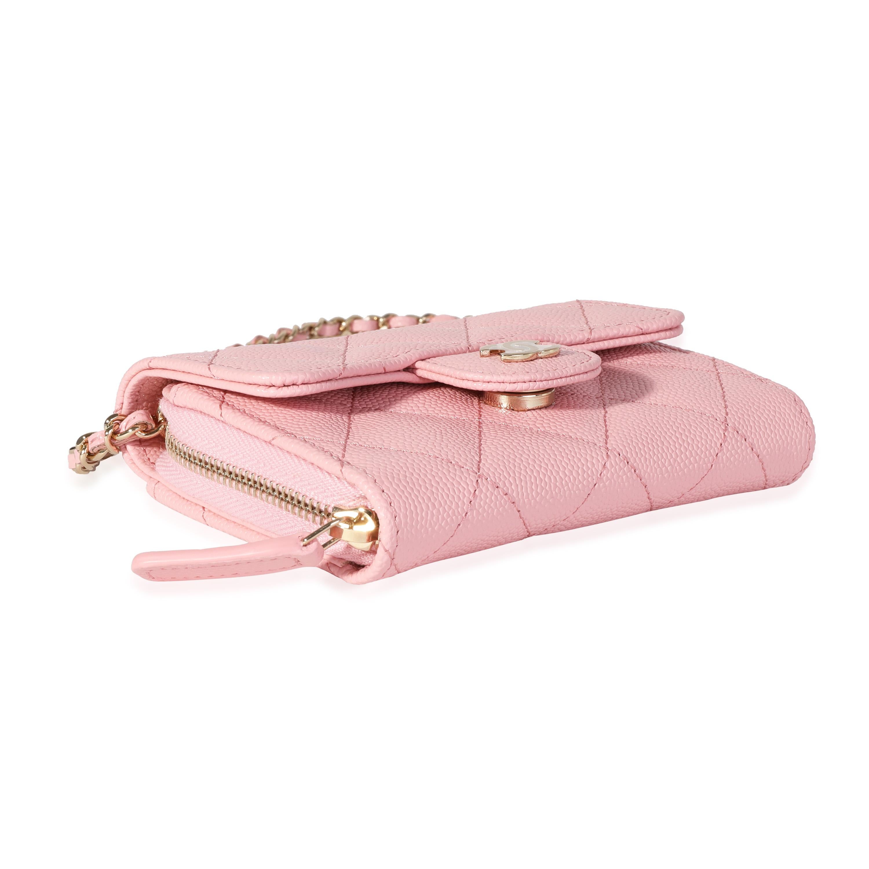 Listing Title: Chanel Pink Caviar Compact Wallet On Chain
SKU: 116377
Condition: Pre-owned (3000)
Handbag Condition: Never Worn
Brand: Chanel
Model: Pink Caviar Compact Wallet On Chain
Origin Country: Spain
Handbag Silhouette: Crossbody