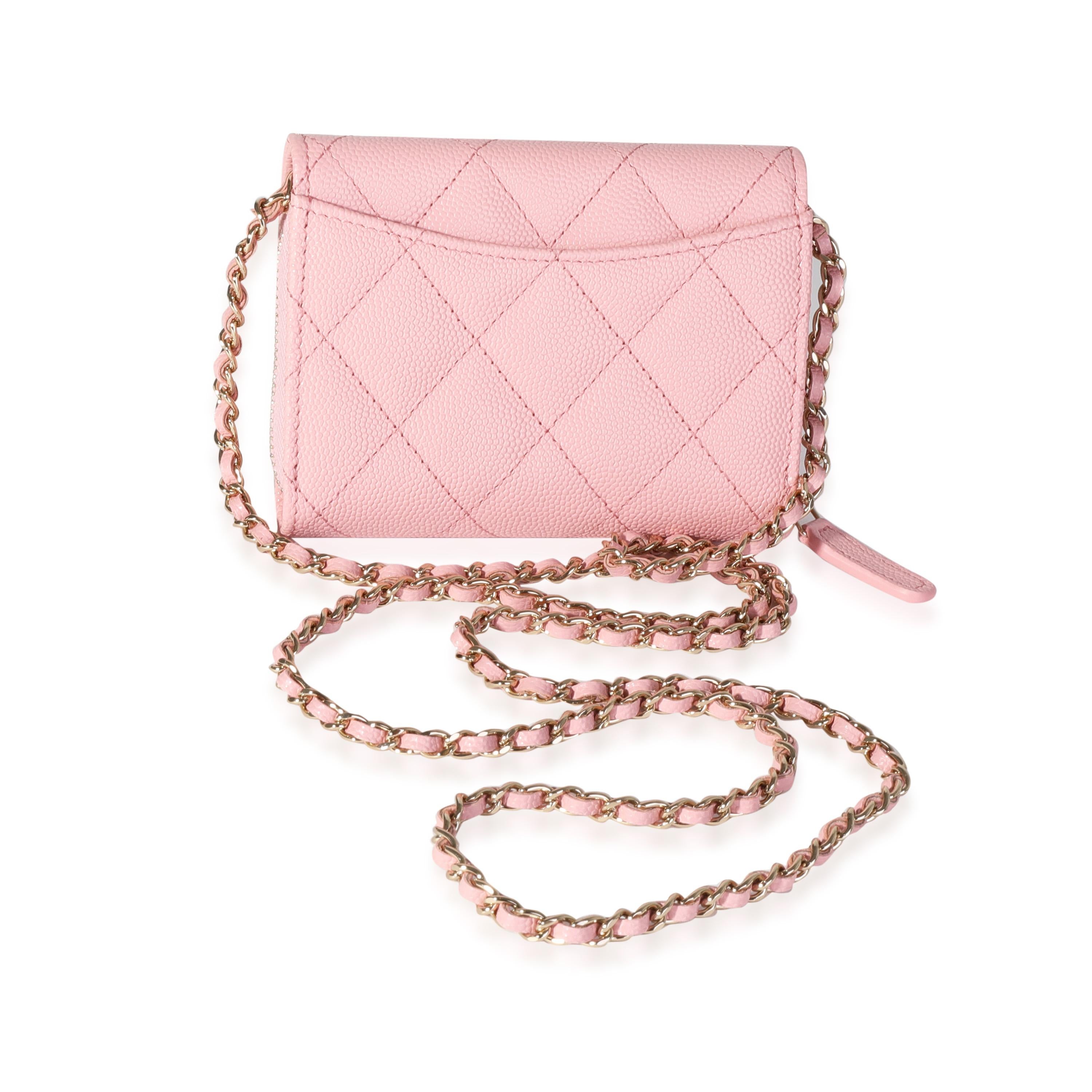 chanel pink wallet on chain