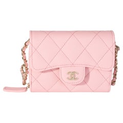 Chanel Pink Caviar Compact Wallet On Chain