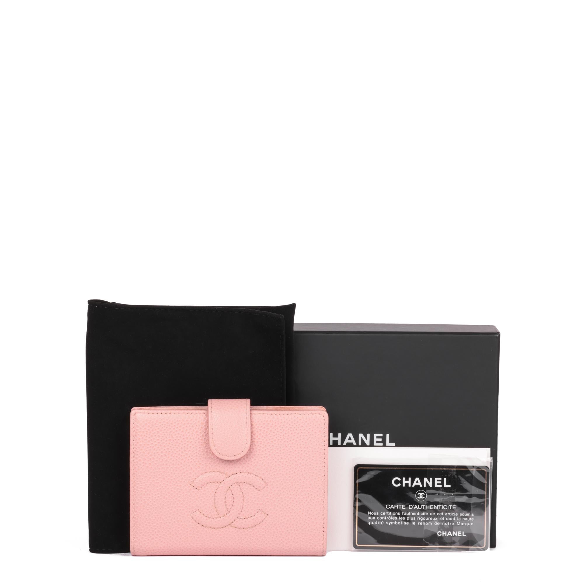 Women's Chanel Pink Caviar Lambskin Leather Timeless Compact Wallet For Sale