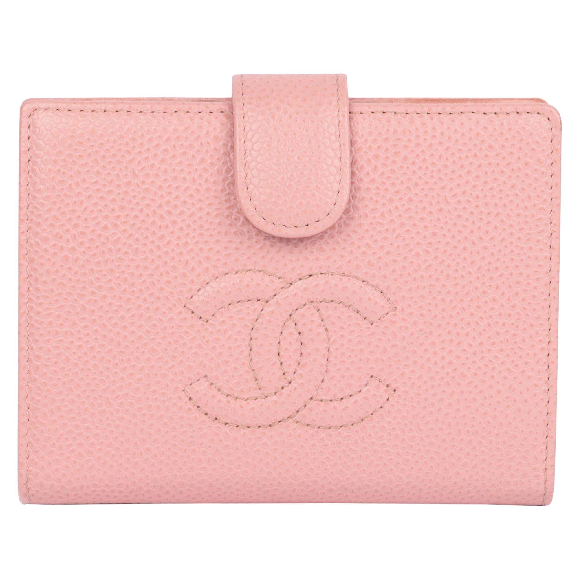 Cartera Compacta Intemporal Chanel de Piel de Cordero Caviar Rosa