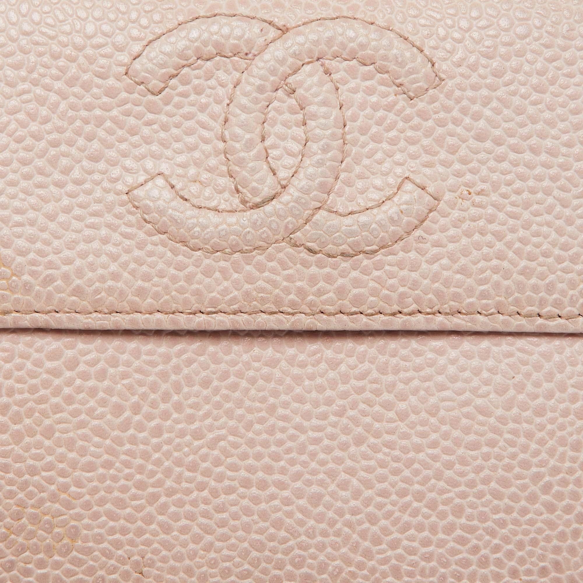 Chanel Pink Caviar Leather CC Compact Wallet For Sale 3