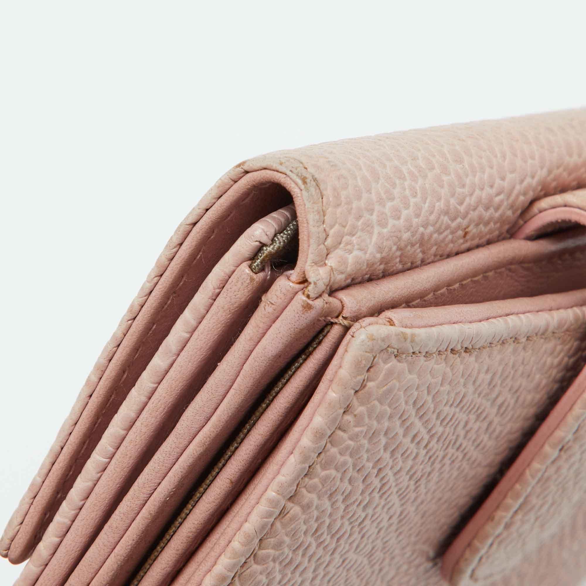 Chanel Pink Caviar Leather CC Compact Wallet For Sale 4
