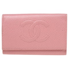Chanel Pink Caviar Leather CC Logo 6 Key Holder