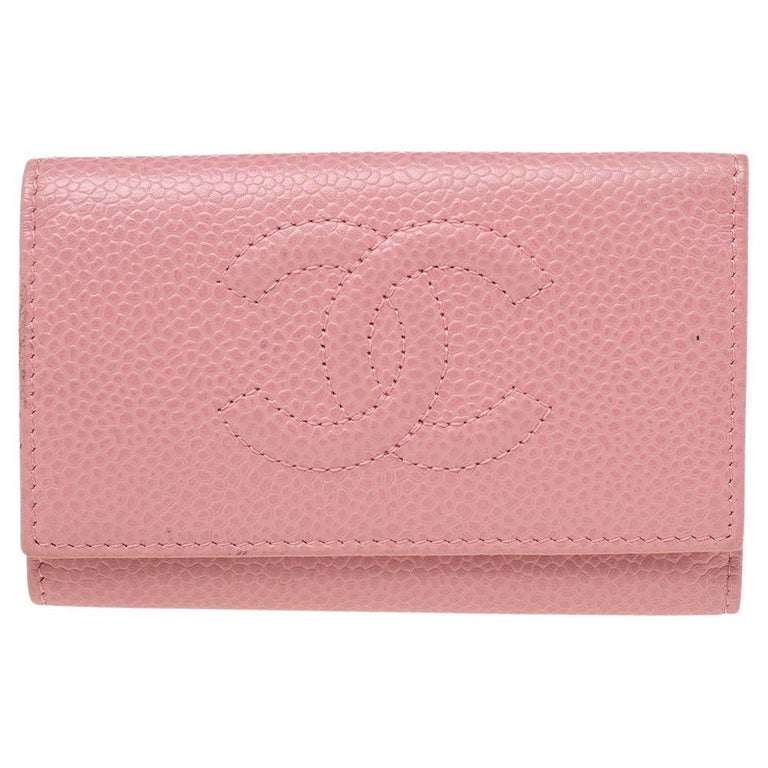 Chanel Pink Caviar Leather CC Logo 6 Key Holder at 1stDibs