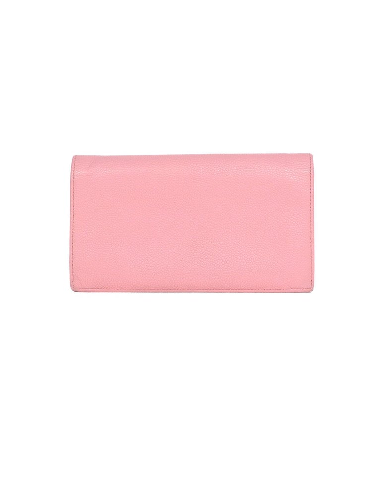 Chanel Pink Caviar Leather CC Timeless Yen Wallet For Sale at 1stDibs