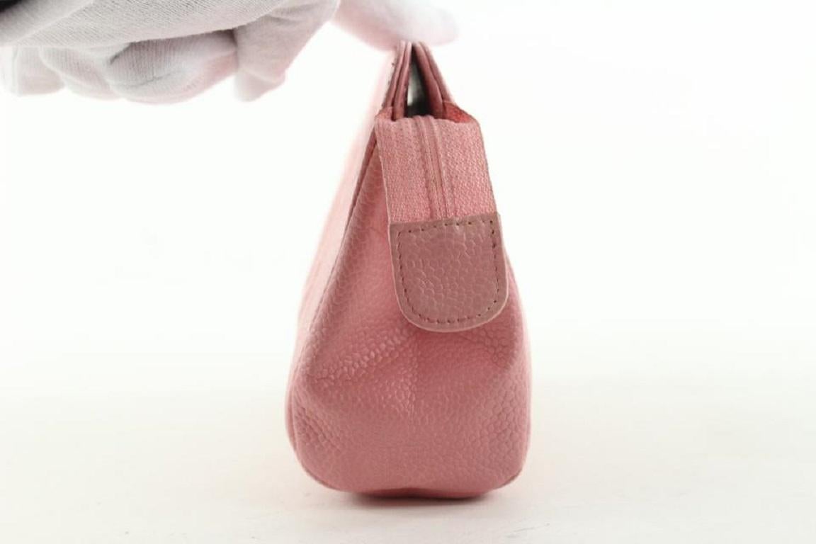 Chanel Kosmetiktasche/Kosmetiktasche aus rosa Kaviarleder 18C712 im Angebot 2