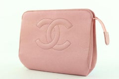 Chanel Pink Caviar Leather Cosmetic Pouch Toiletry Bag 18C712