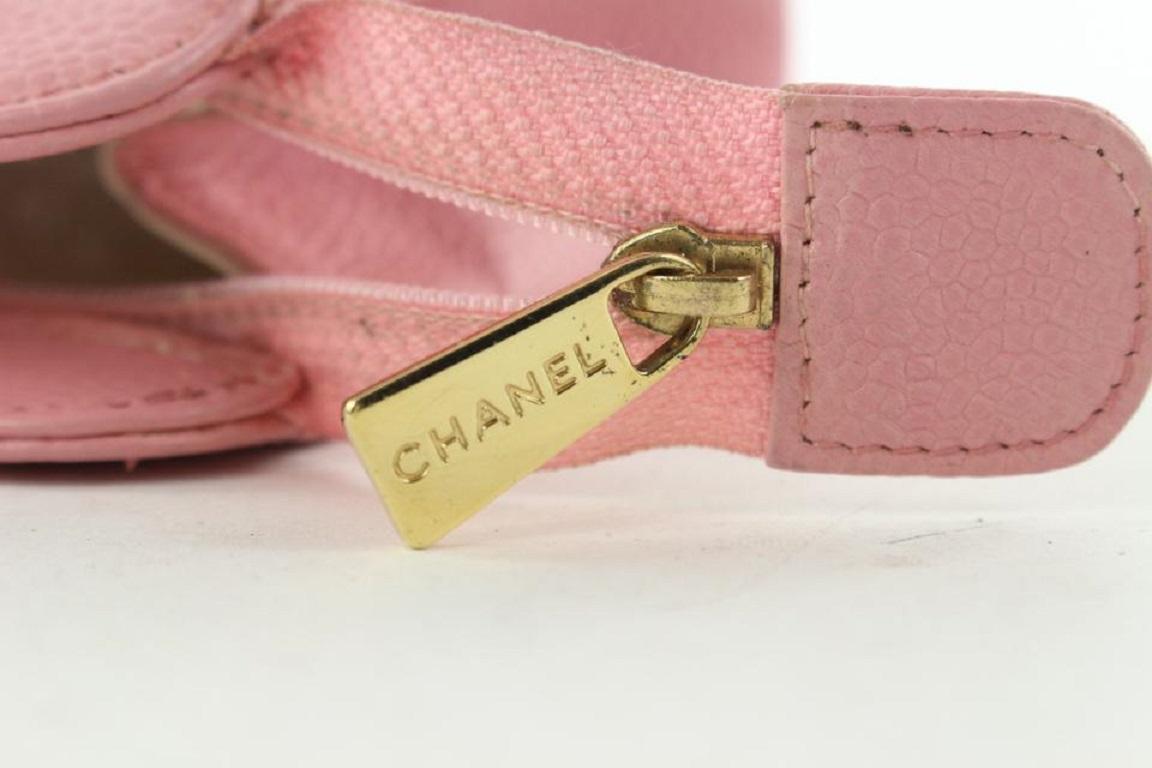 Women's Chanel Pink Caviar Leather Cosmetic Pouch Toiletry Bag 18C712 For Sale