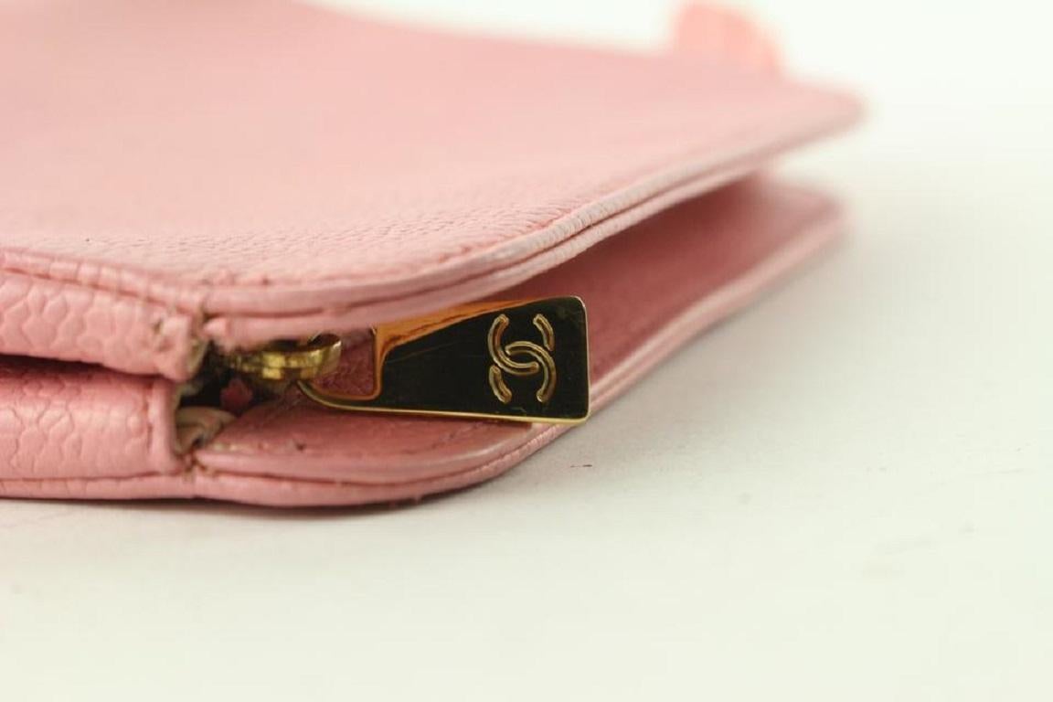 Chanel Pink Caviar Leather Cosmetic Pouch Toiletry Bag 18C712 For Sale 2