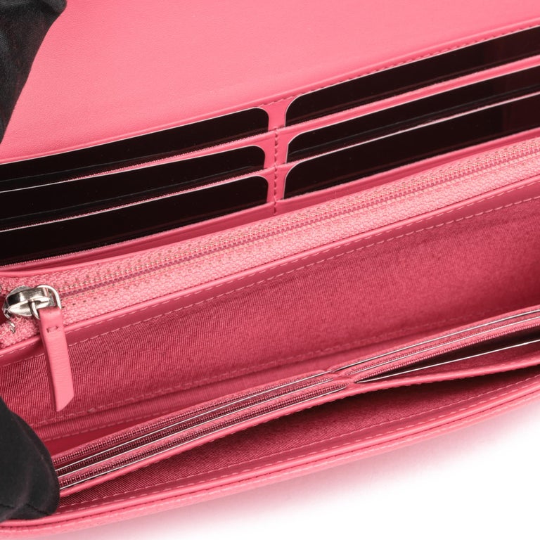 Chanel Pink Caviar Leather Long Wallet For Sale at 1stDibs