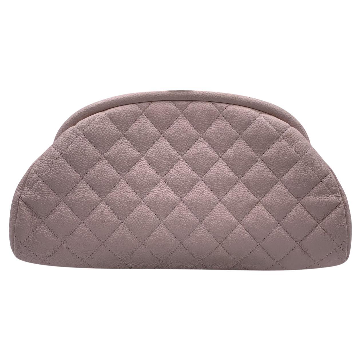 Chanel Pink Caviar Leather Timeless Clutch Bag Handbag