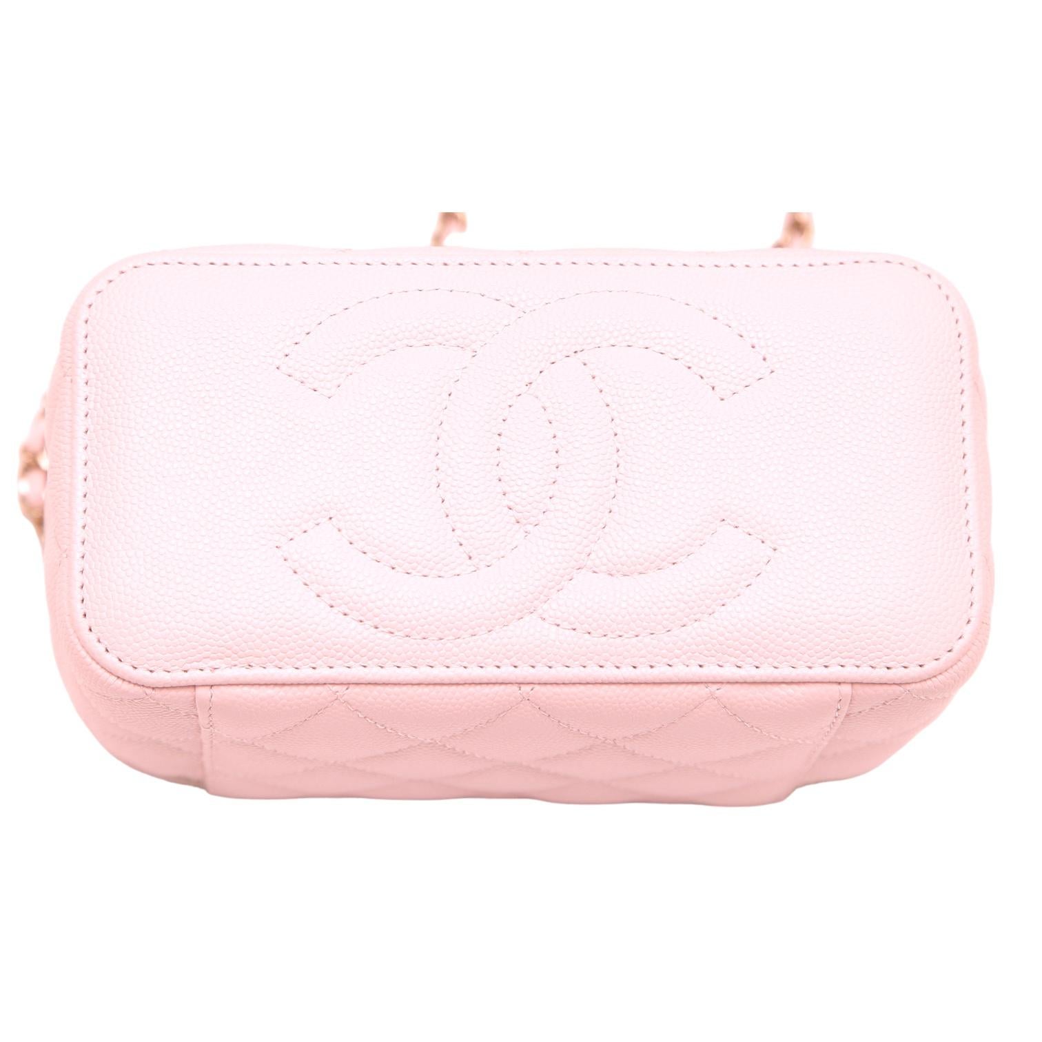  CHANEL Pink Caviar Leather Vanity Bag Case Crossbody Gold HW Light 22S - Video  2