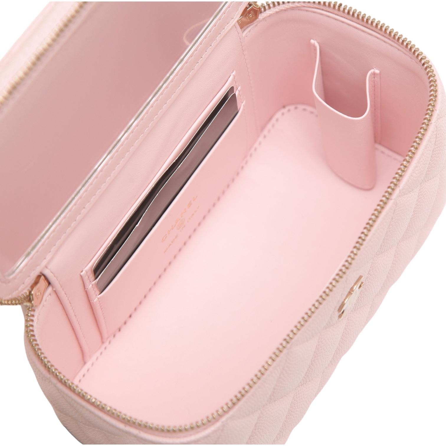  CHANEL Pink Caviar Leather Vanity Bag Case Crossbody Gold HW Light 22S - Video  4