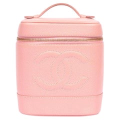 Chanel Pink Caviar Leather Vintage Timeless Vanity Case