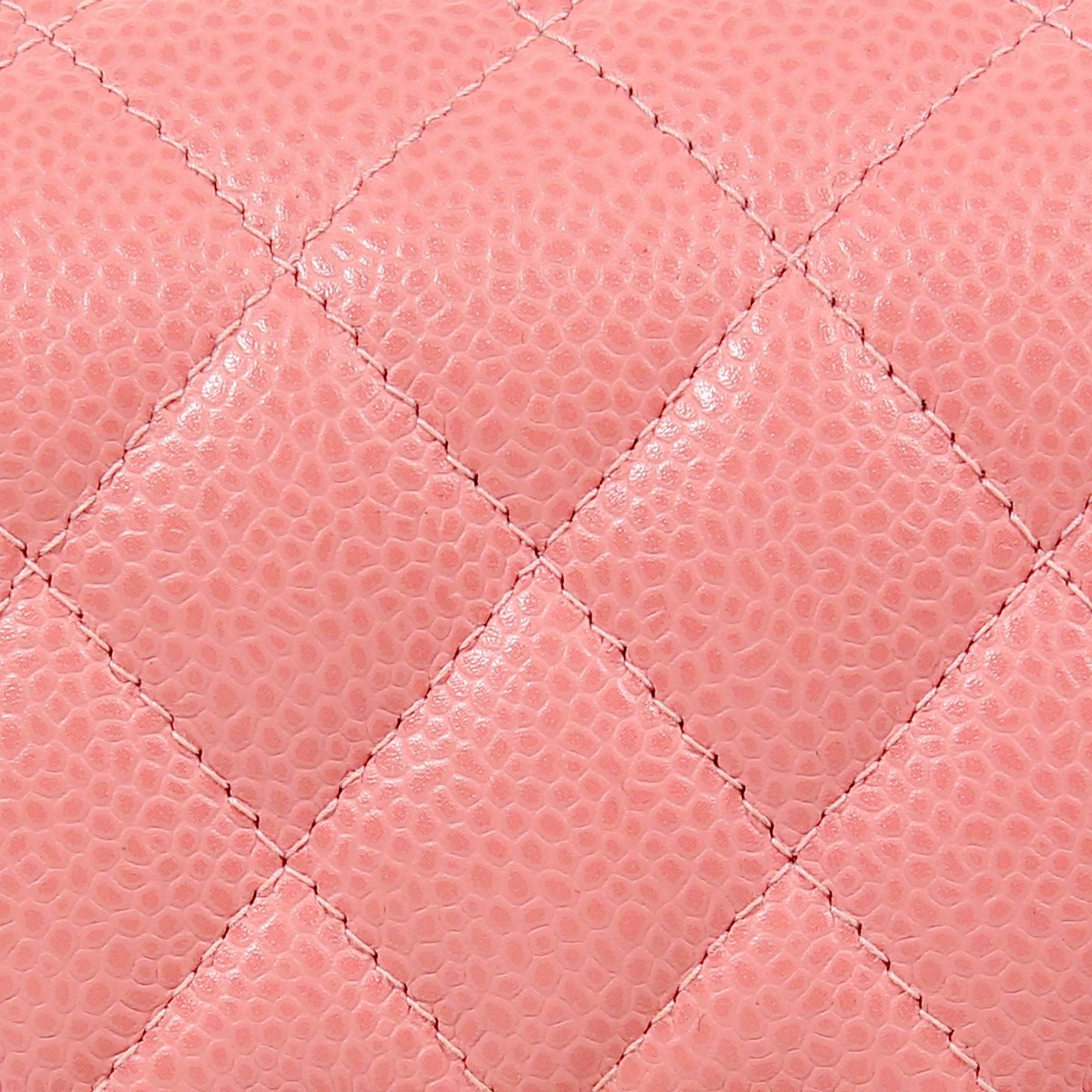 Chanel Pink Caviar Medium Classic Flap Bag- Gold HW In Excellent Condition In Palm Beach, FL