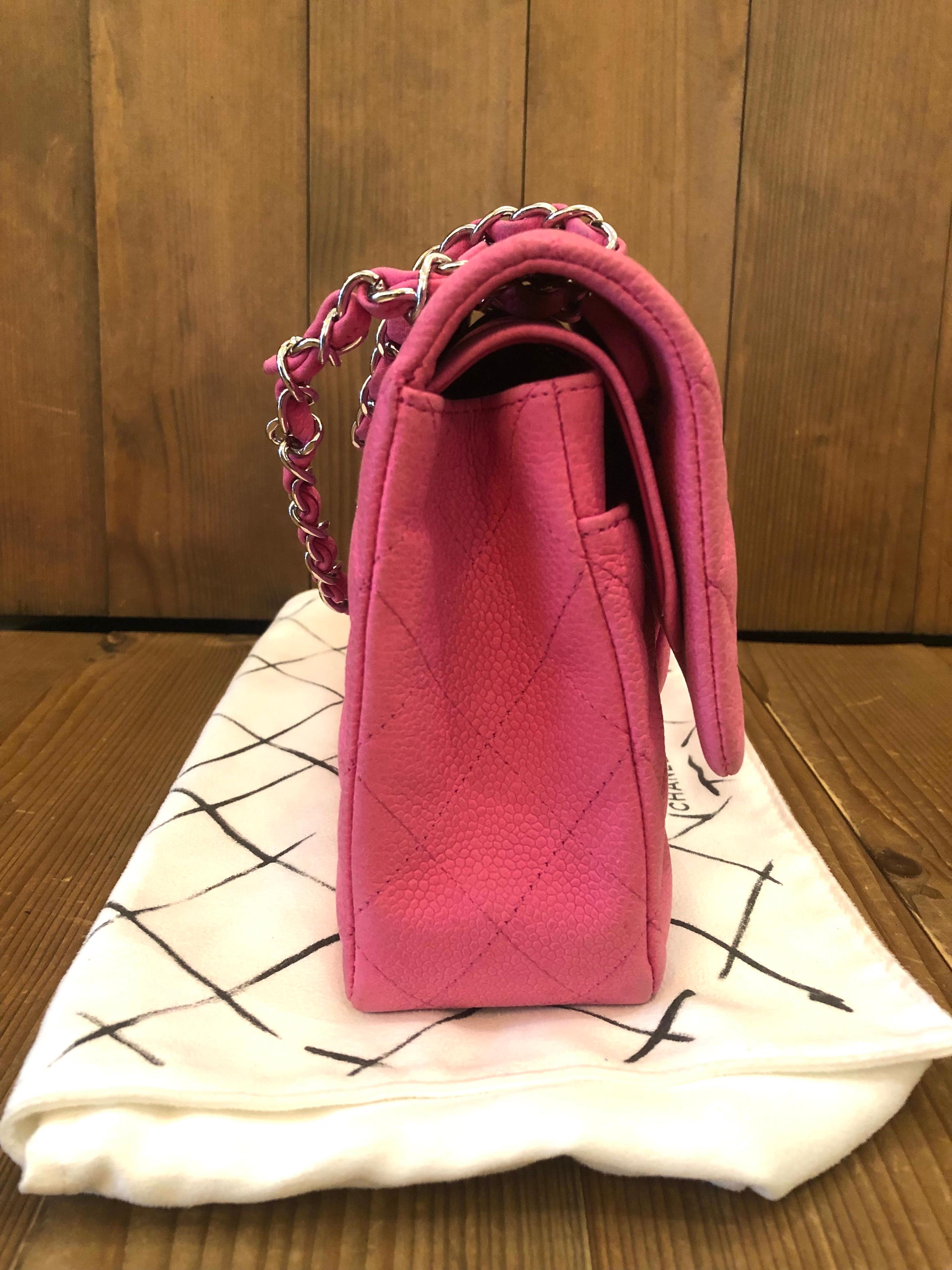 Chanel Pink Caviar Nubuck Classic Double Flap Bag 9