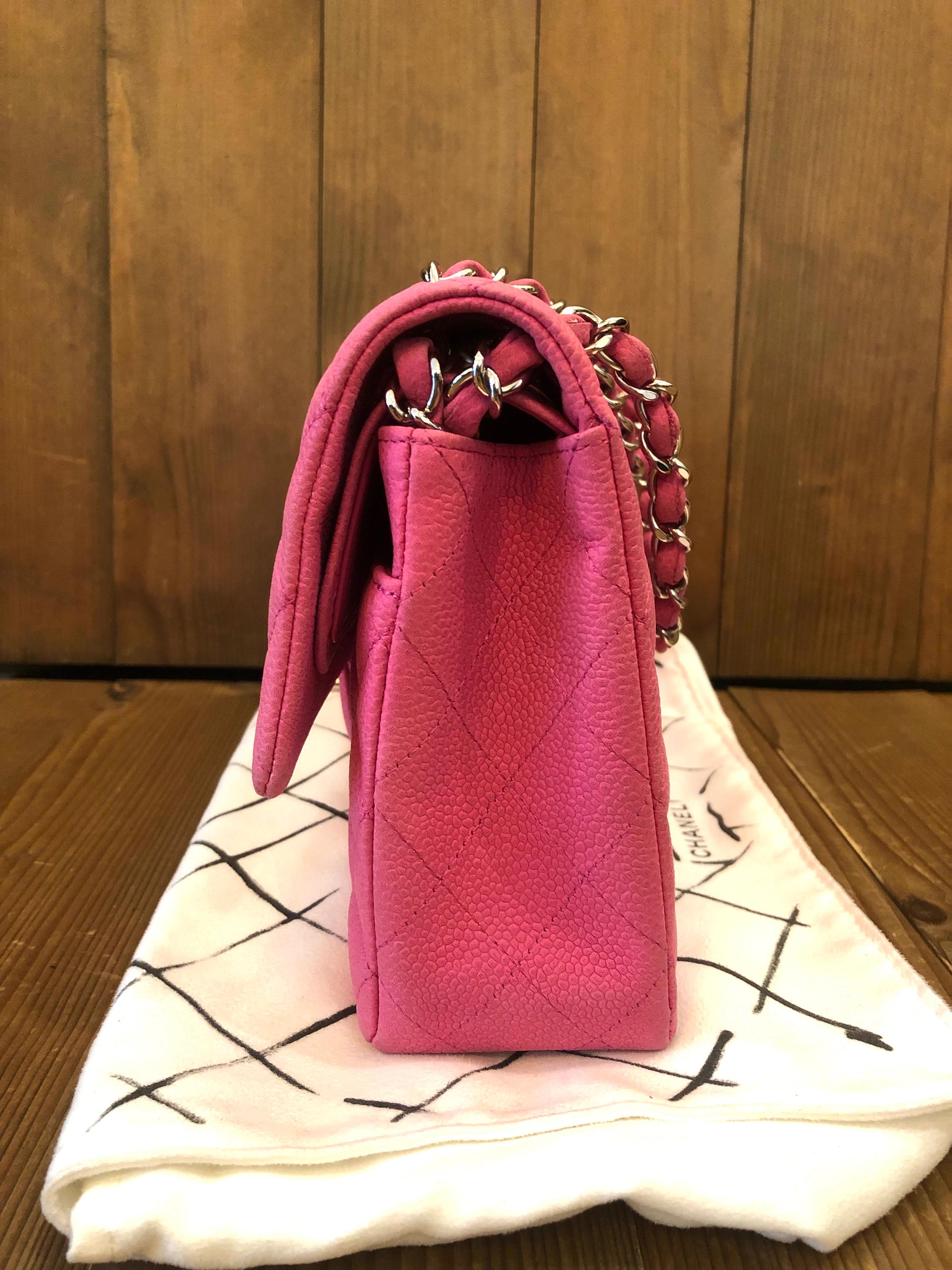 Chanel Pink Caviar Nubuck Classic Double Flap Bag 10