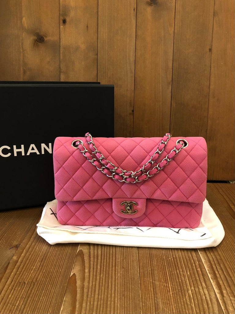 Chanel Pink Caviar Nubuck Classic Double Flap Bag at 1stDibs