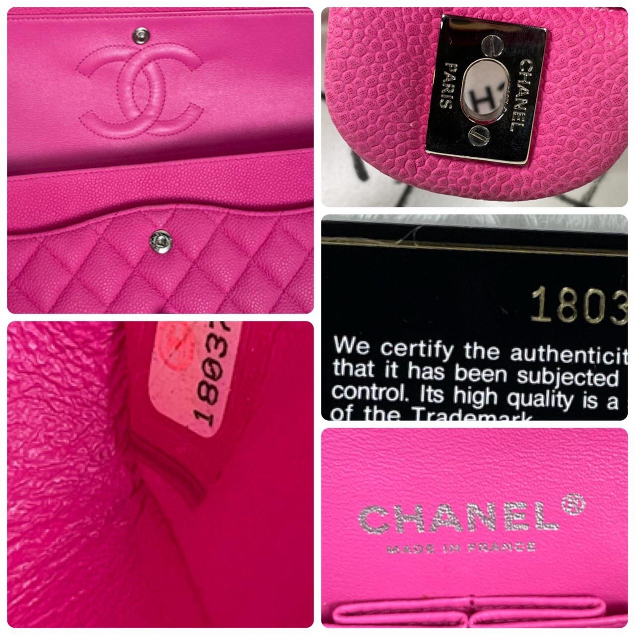 Chanel Pink Caviar Nubuck Classic Double Flap Bag 12