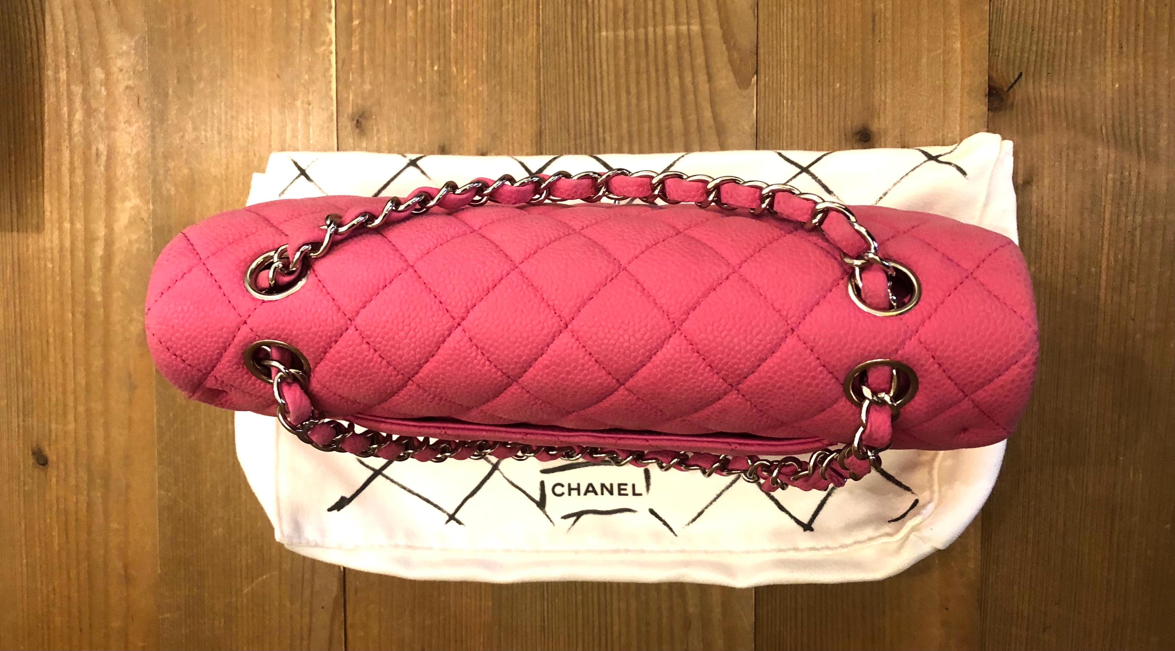Chanel Pink Caviar Nubuck Classic Double Flap Bag In Good Condition In Bangkok, TH