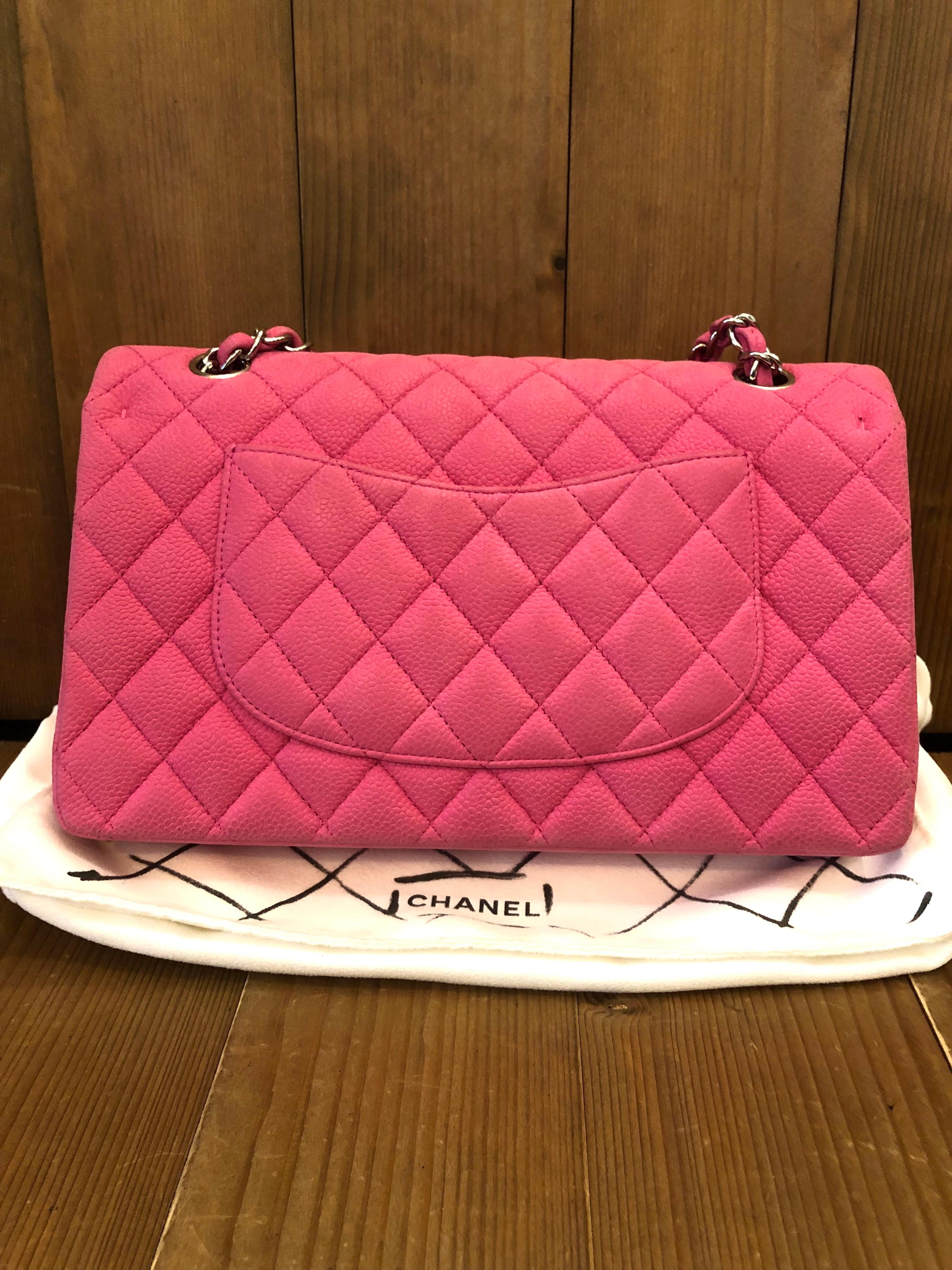 Chanel Pink Caviar Nubuck Classic Double Flap Bag 1