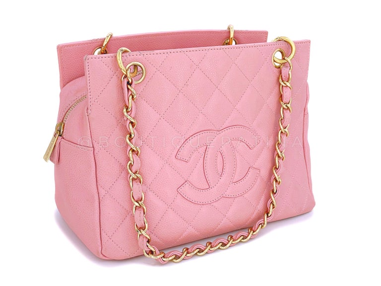 Chanel Natural Tan Quilted Caviar Leather Chain Link Petite