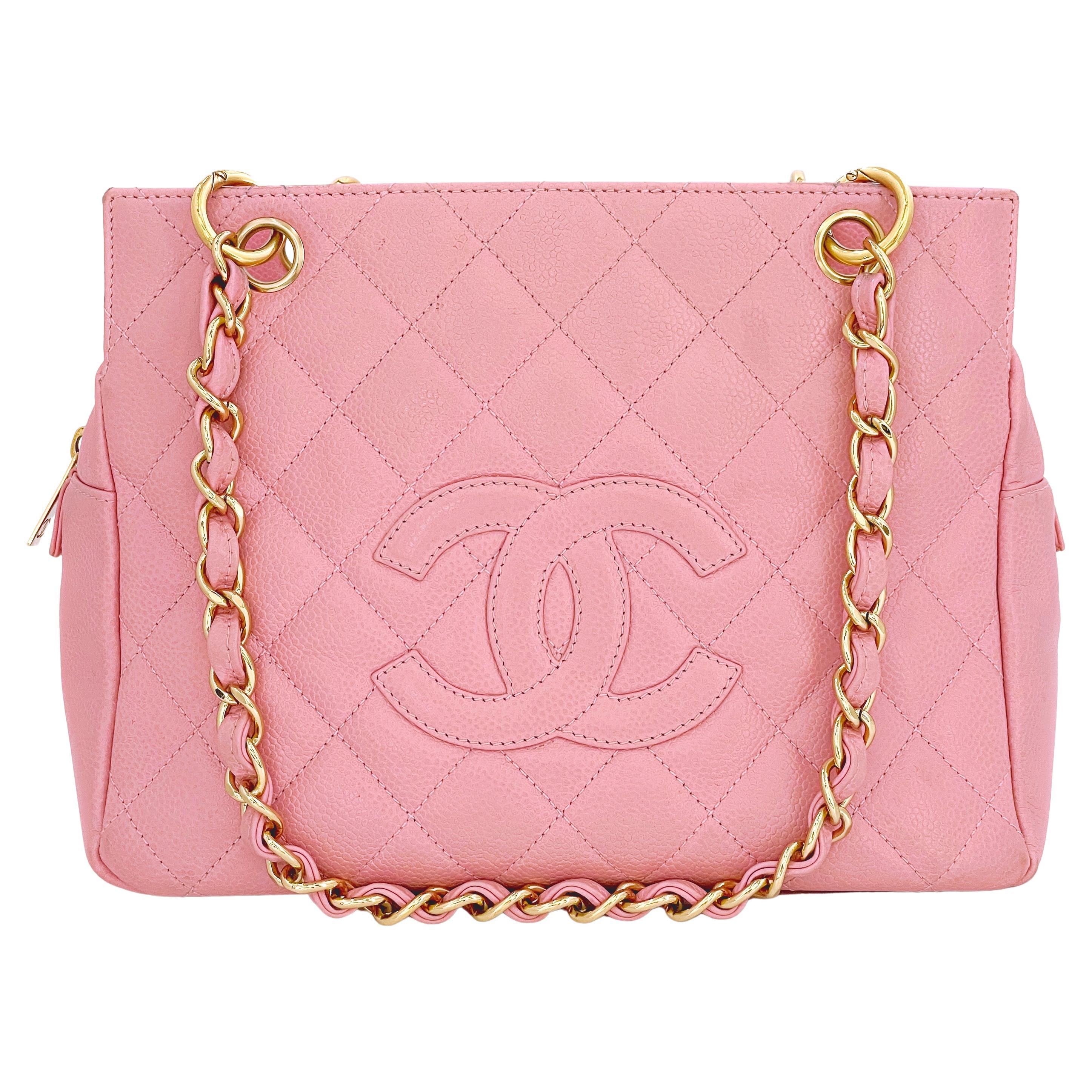 Chanel Travel Line Light Pink Jacquard Nylon Large Tote Bag For Sale at