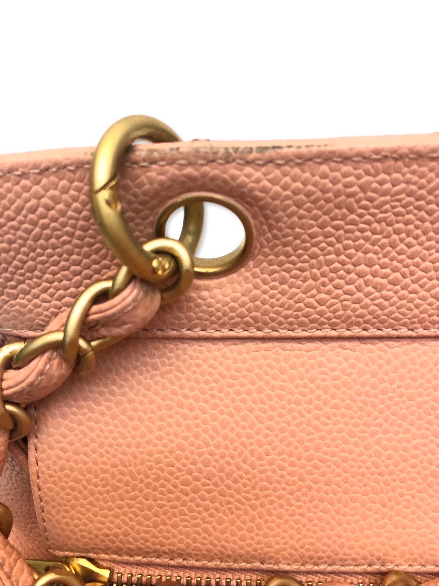 Chanel Pink Caviar Petite Timeless Tote Chain Bag For Sale 8