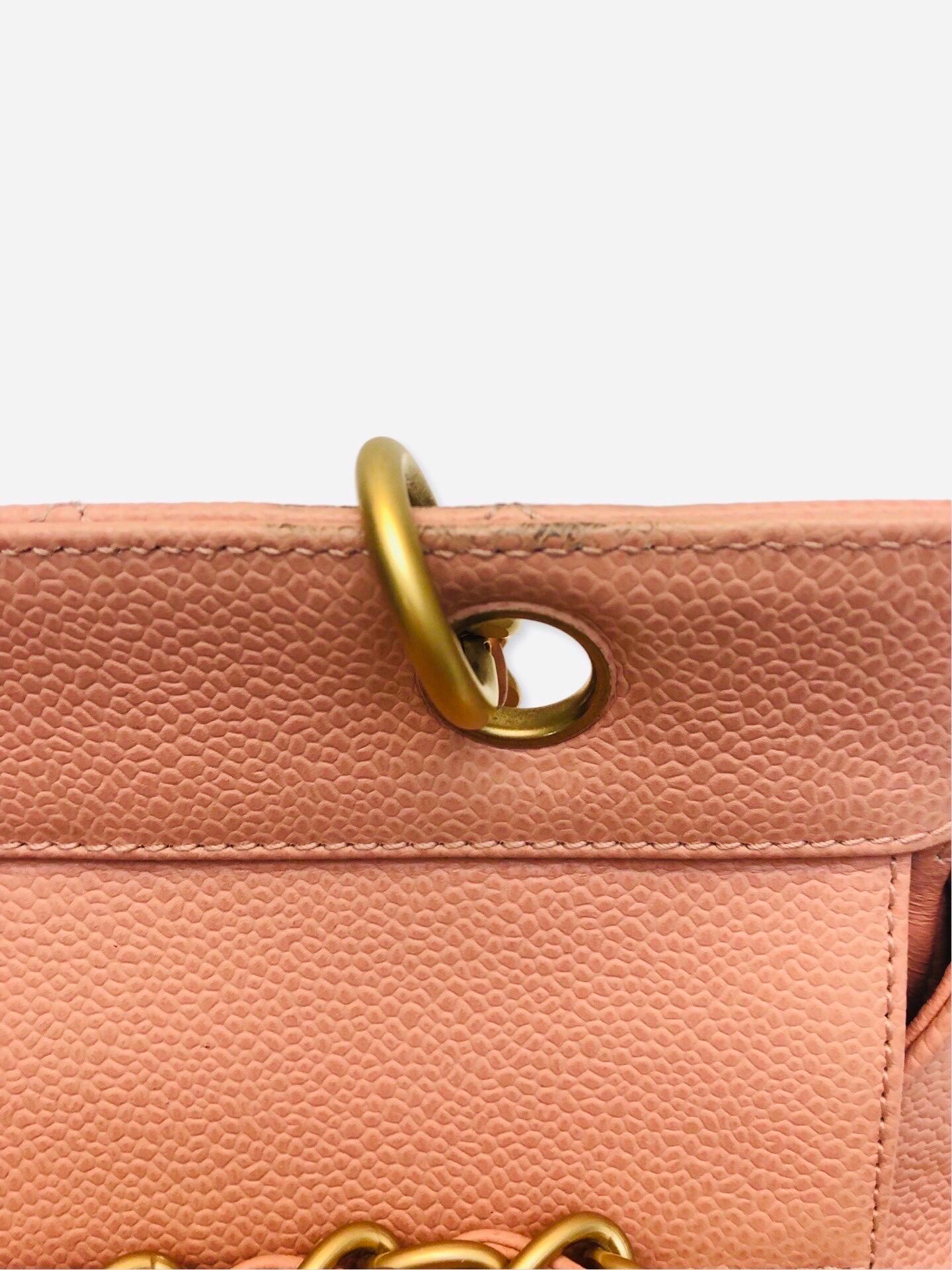 Chanel Pink Caviar Petite Timeless Tote Chain Bag For Sale 9