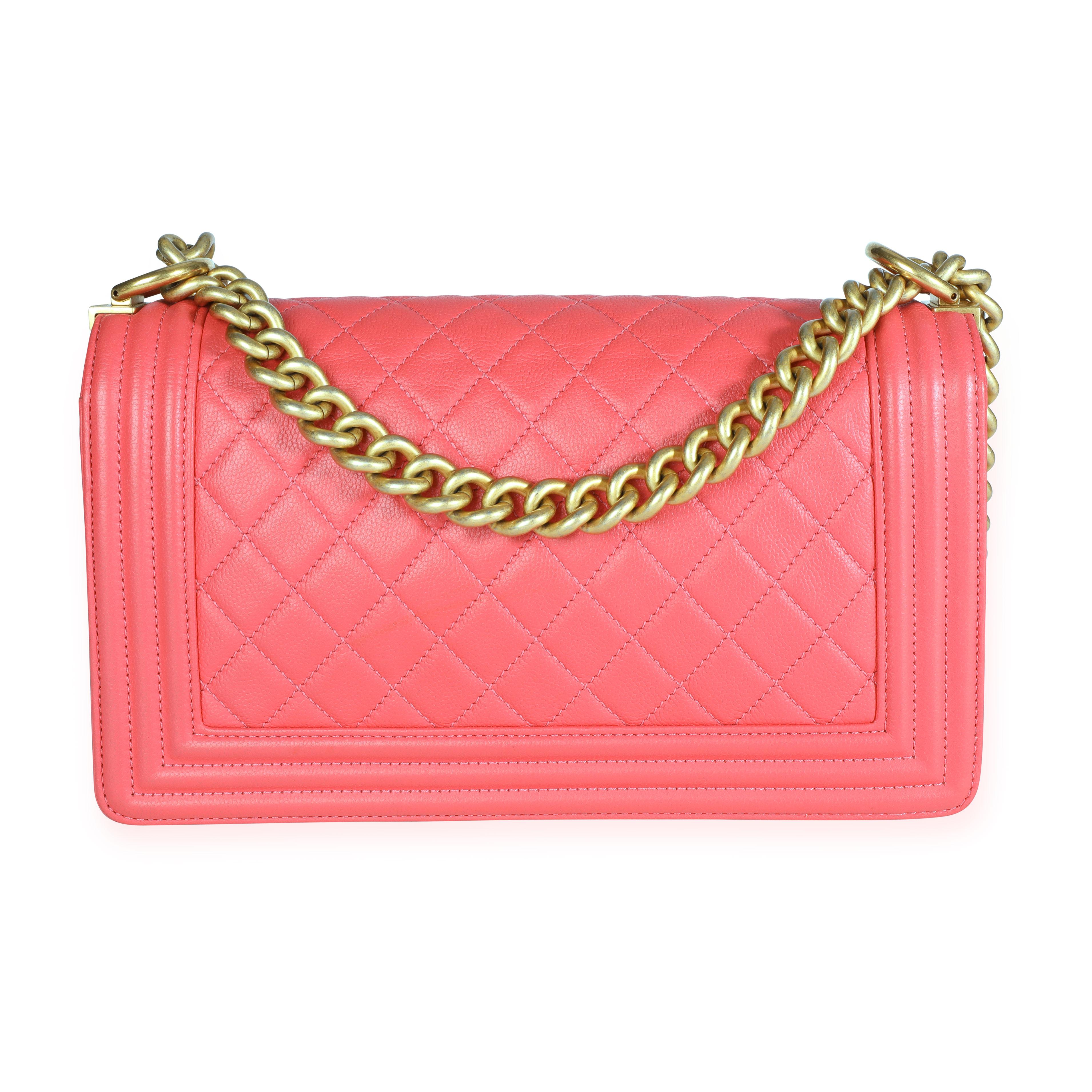 Women's Chanel Pink Caviar Quilted Medium Boy Bag