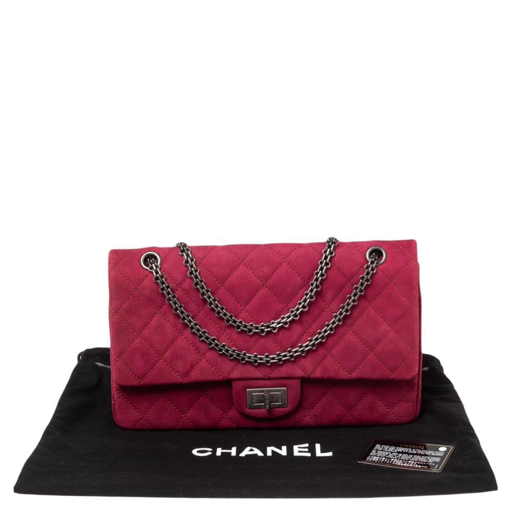 Chanel Pink Caviar Suede Reissue 2.55 Classic 227 Flap Bag 9