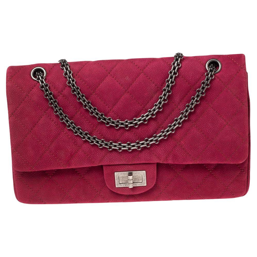 Chanel Pink Caviar Suede Reissue 2.55 Classic 227 Flap Bag at 1stDibs