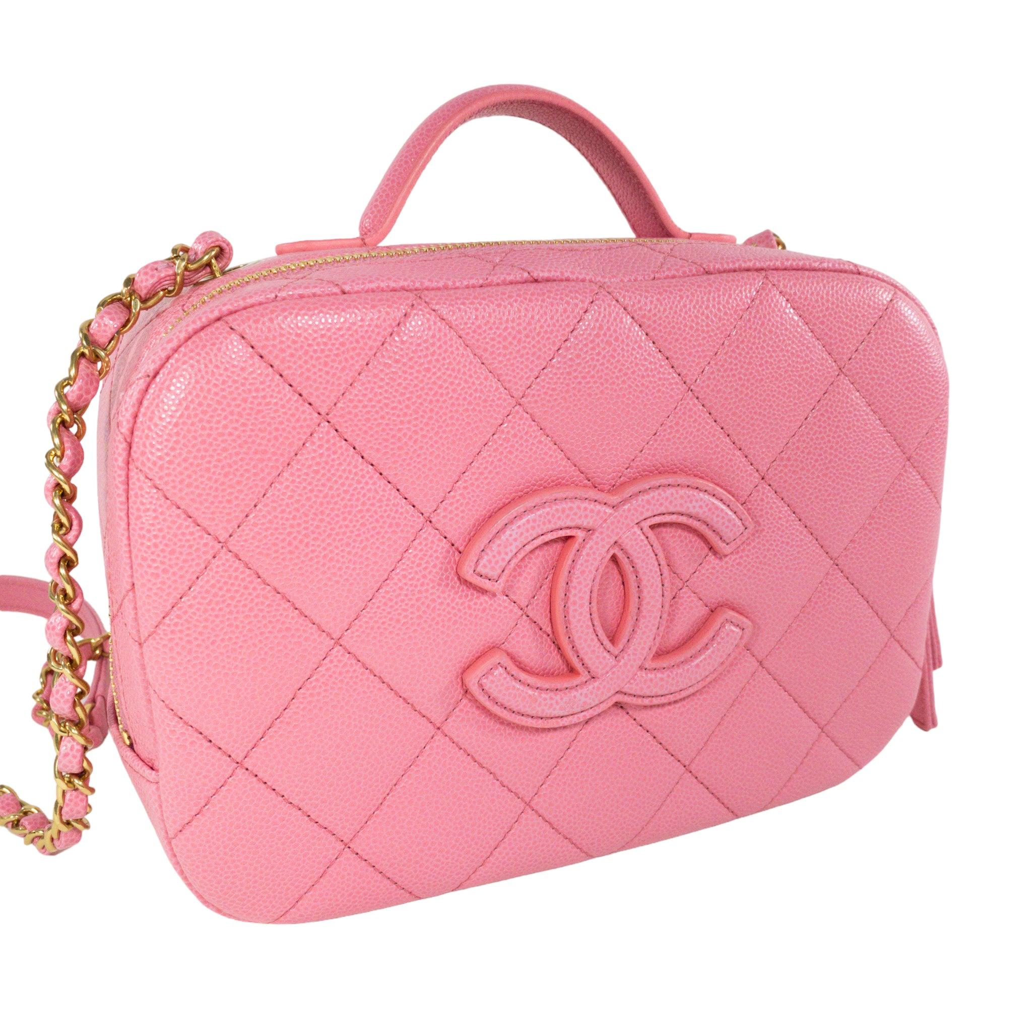 Women's Chanel Pink Caviar Vanity Case  For Sale
