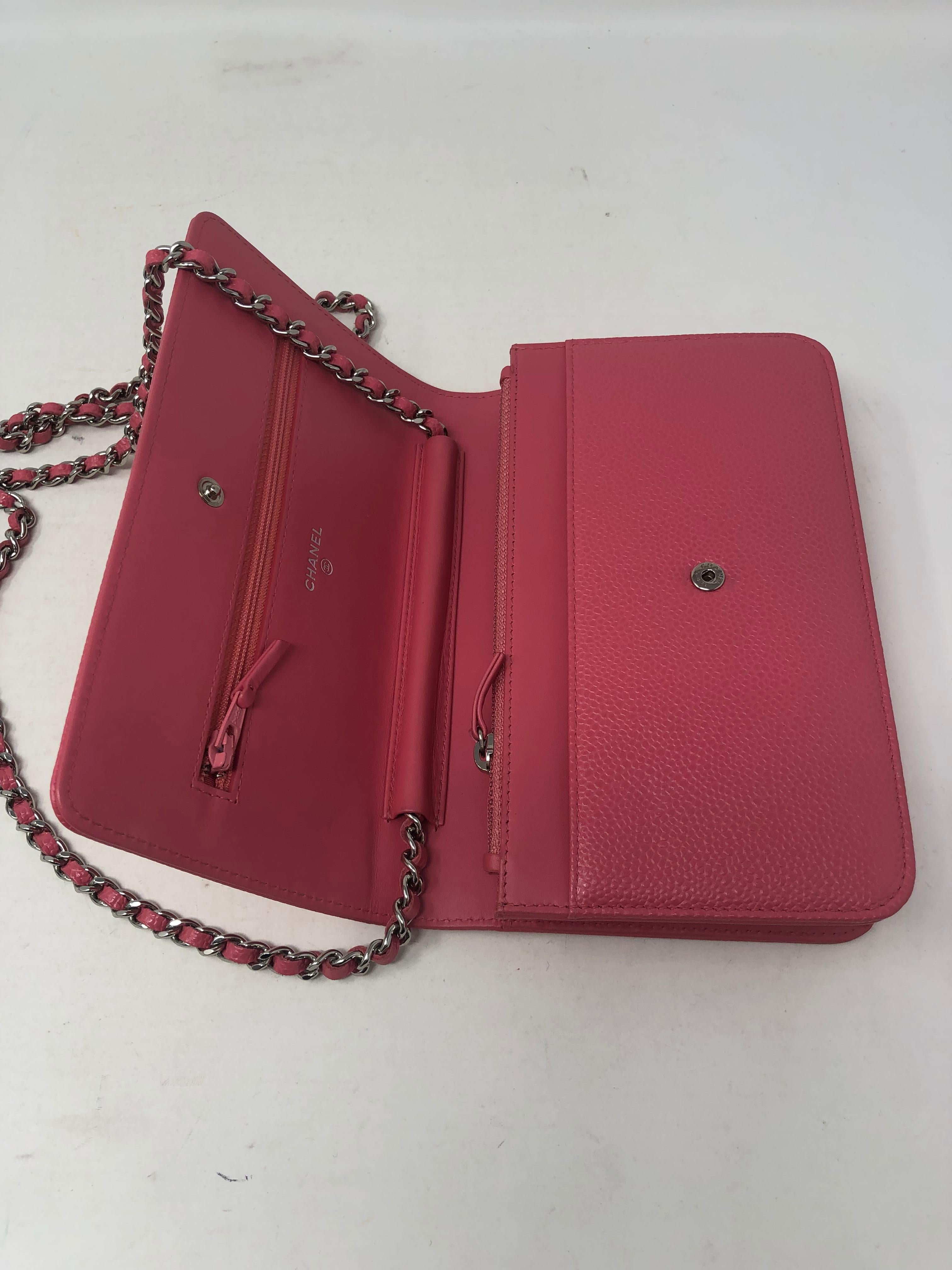 Chanel Pink Caviar Wallet On A Chain 6