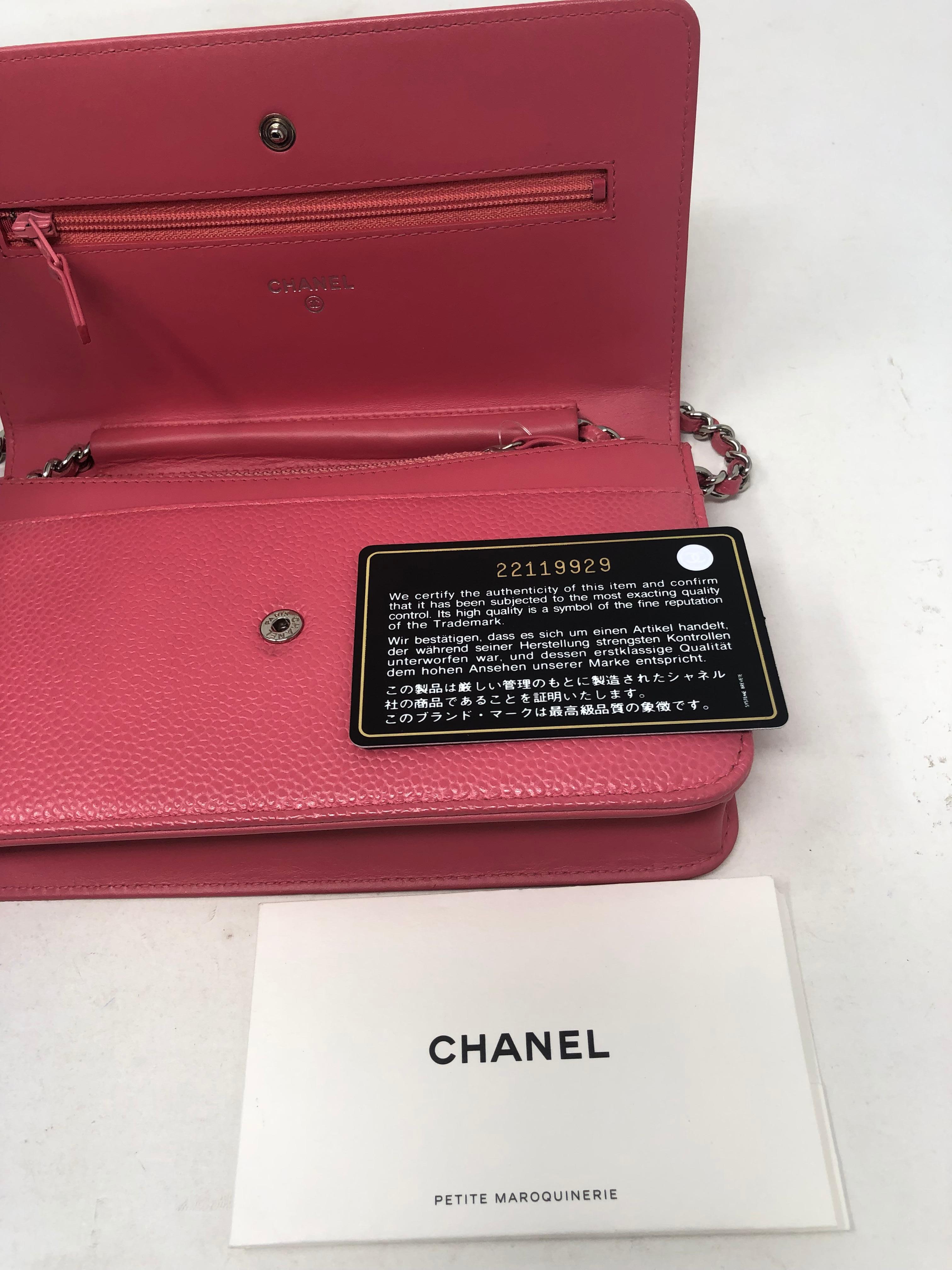 Chanel Pink Caviar Wallet On A Chain  9