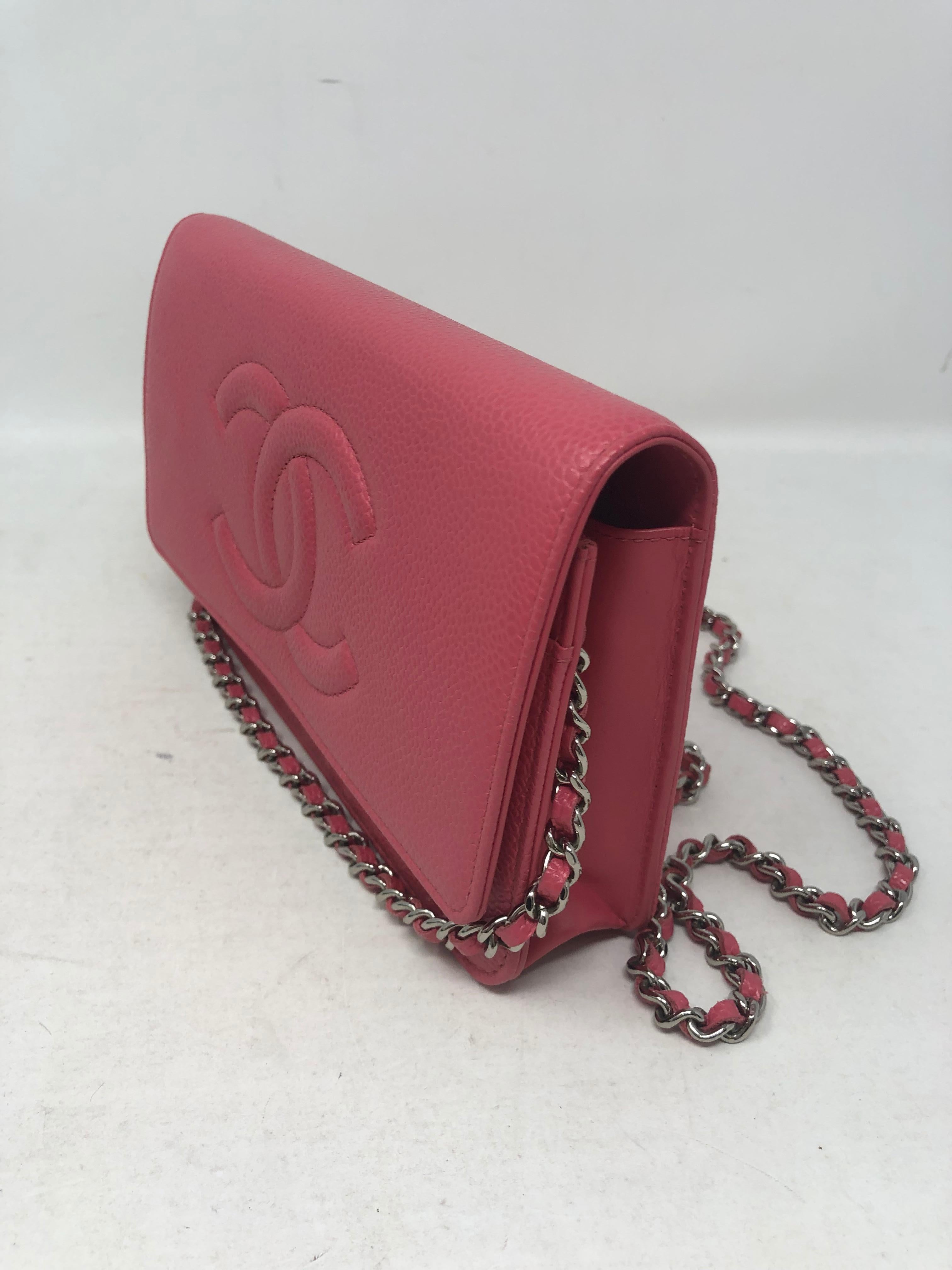 Chanel Pink Caviar Wallet On A Chain  2