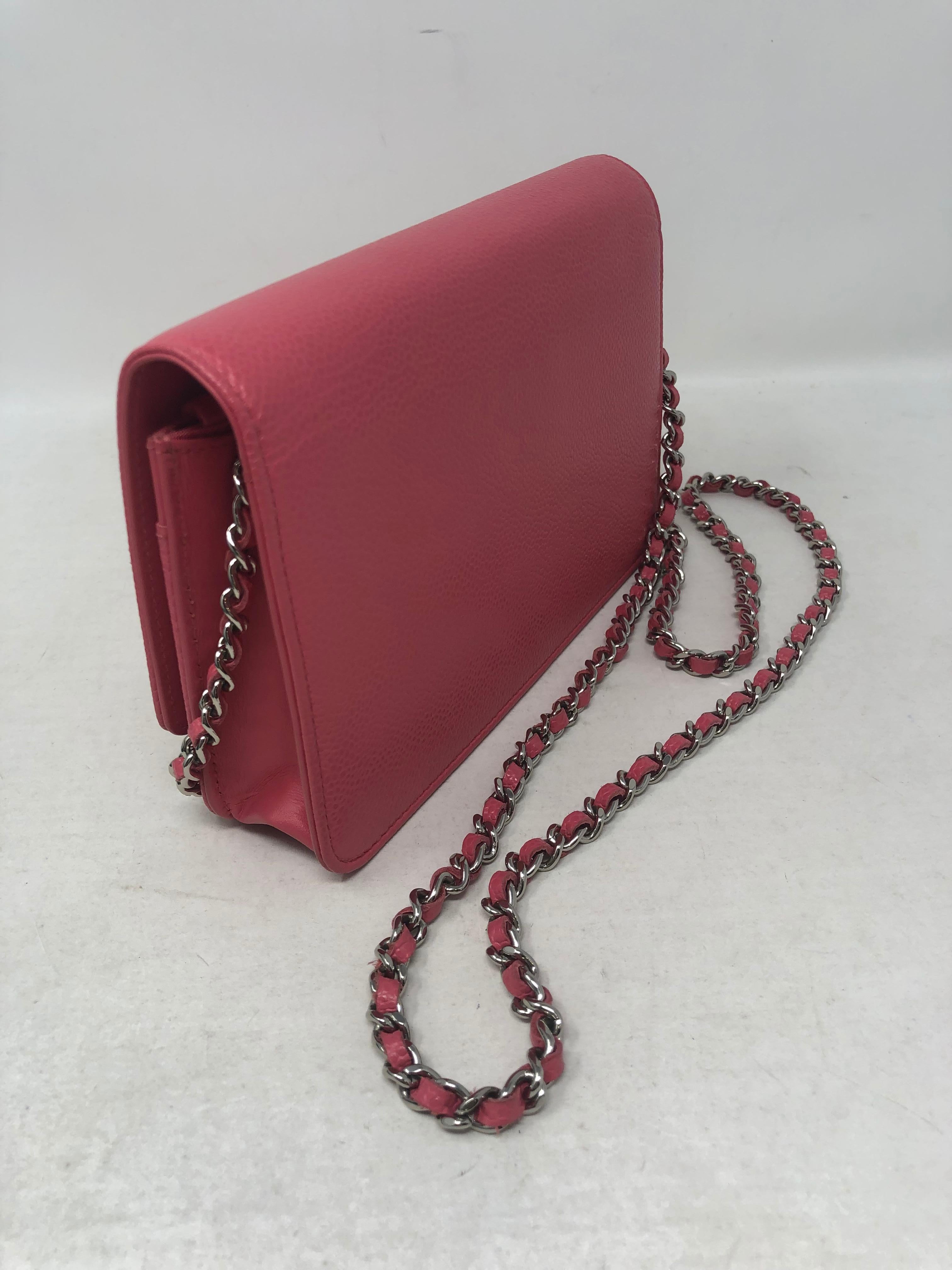 Chanel Pink Caviar Wallet On A Chain  3