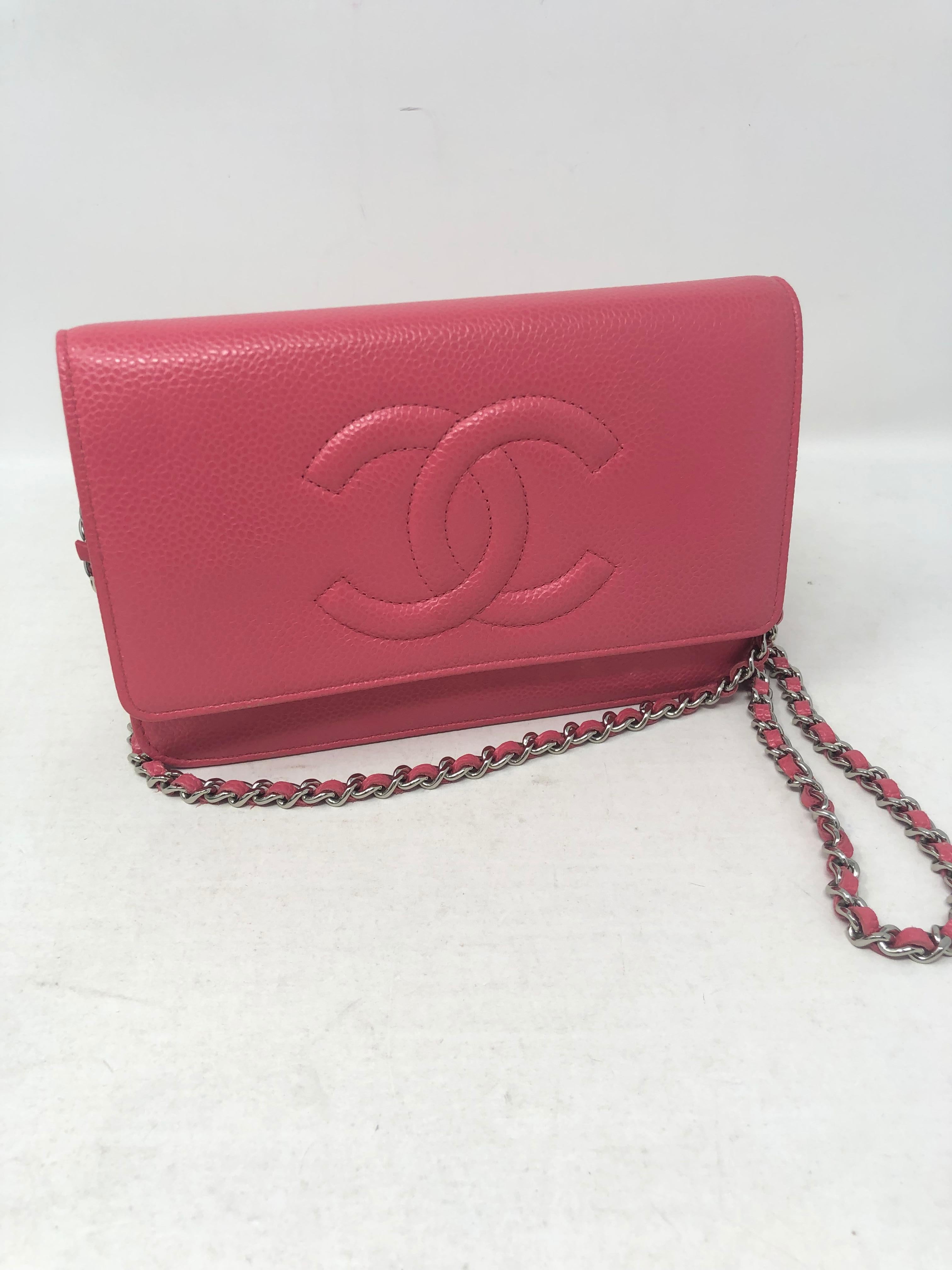 Chanel Pink Caviar Wallet On A Chain  3