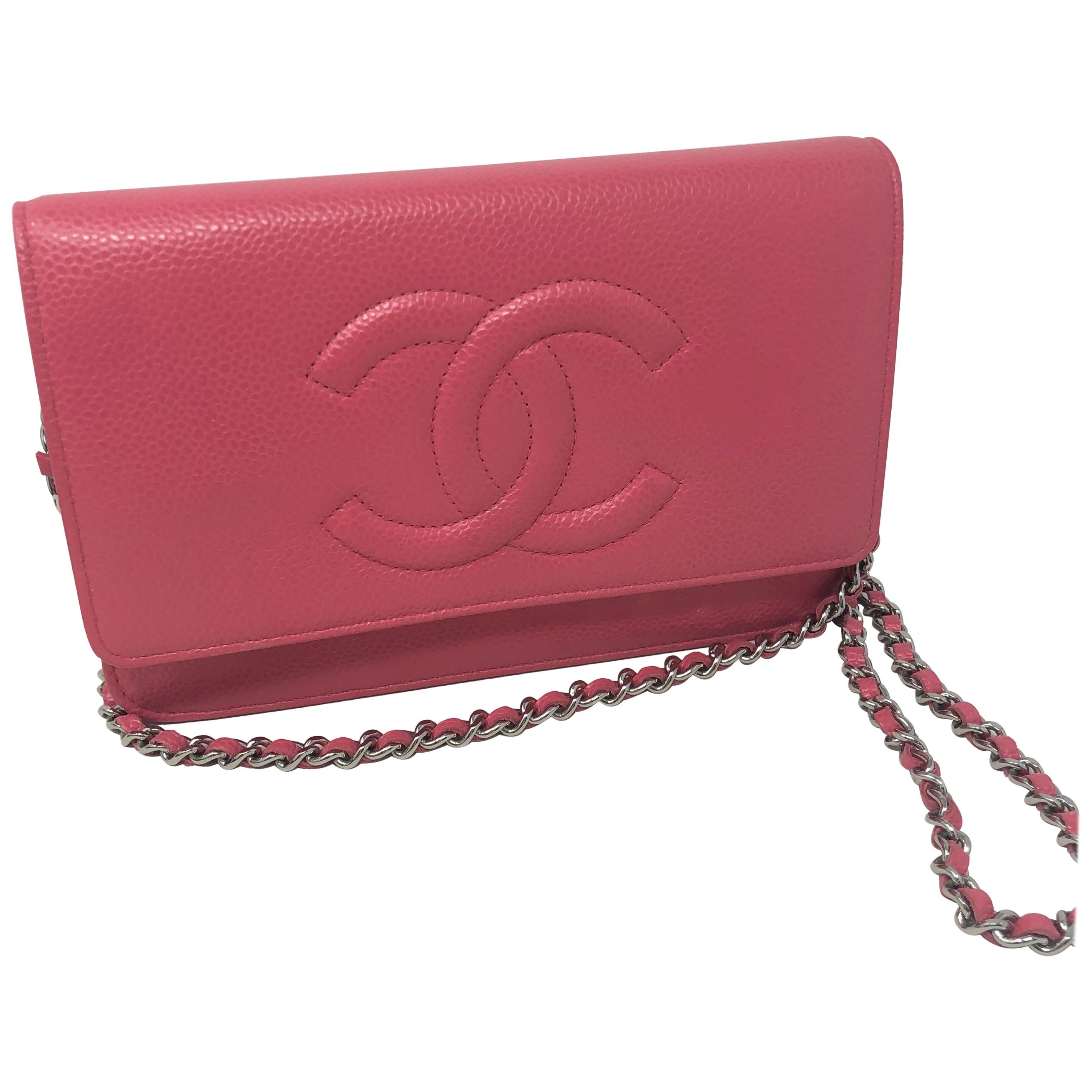 Chanel Pink Caviar Wallet On A Chain 