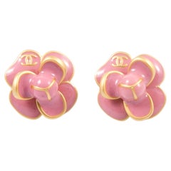 Chanel Pink ”CC” Camelia Earrings