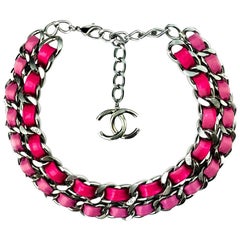 CHANEL Pink CC Chain Necklace