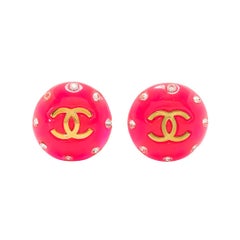 Chanel Pink CC Earrings