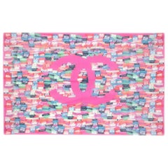 Chanel Pink CC Labels Print Silk Blend Pareo 