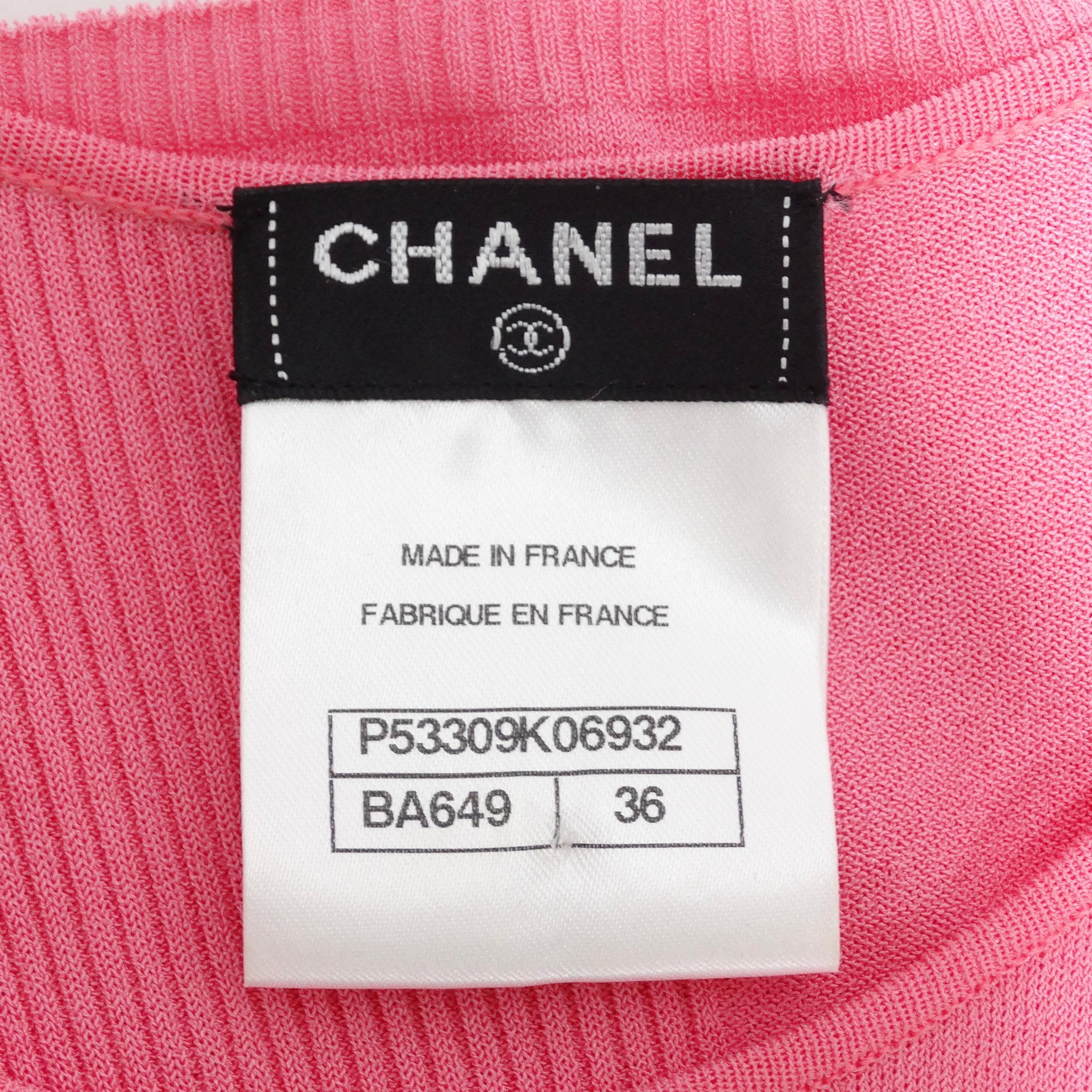 Chanel Rosa CC-Logo-Stricktank im Angebot 5