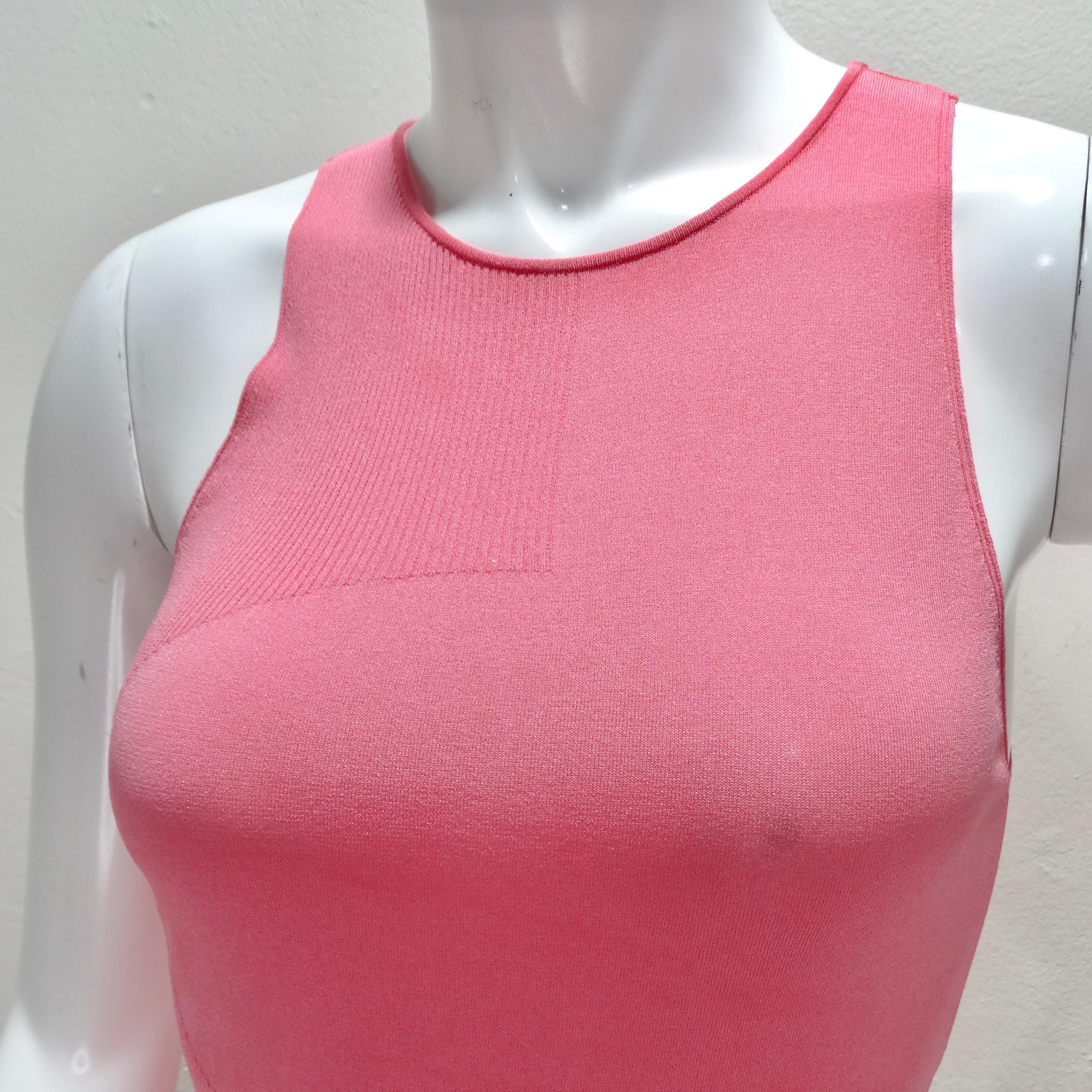 Chanel Pink CC Logo Knit Tank In Good Condition For Sale In Scottsdale, AZ