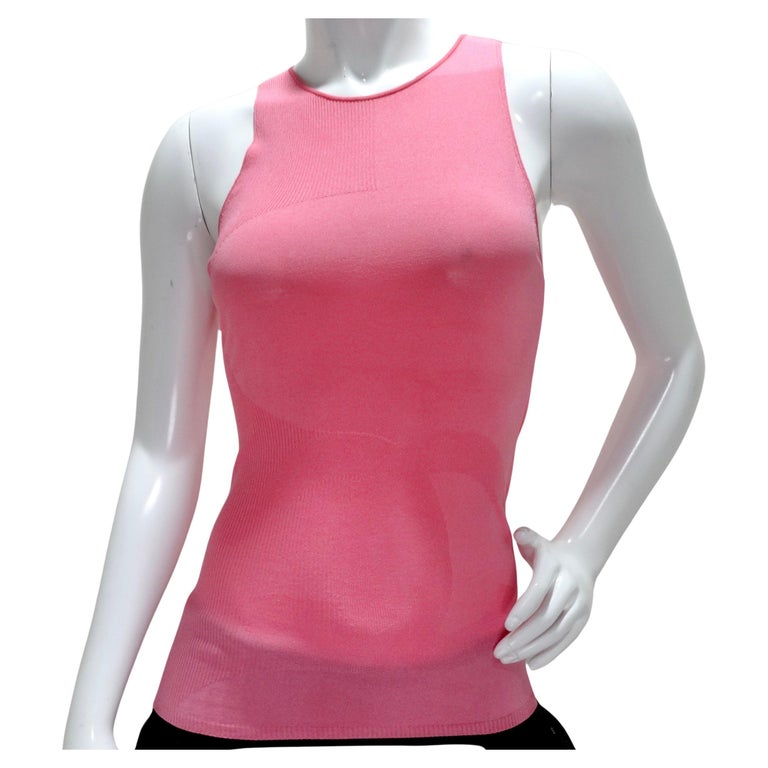 Chanel Pink CC Logo Knit Tank For Sale at 1stDibs