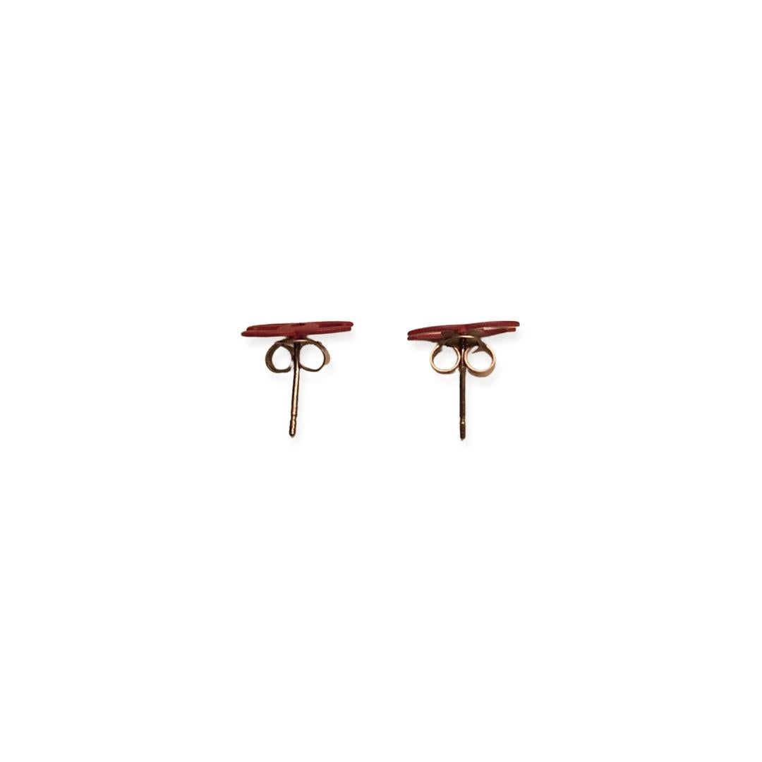 CHANEL 26S DOUBLE C LOGO ROUND PINK RESIN STUD EARRINGS IN GOLD METAL 633346 main image 1