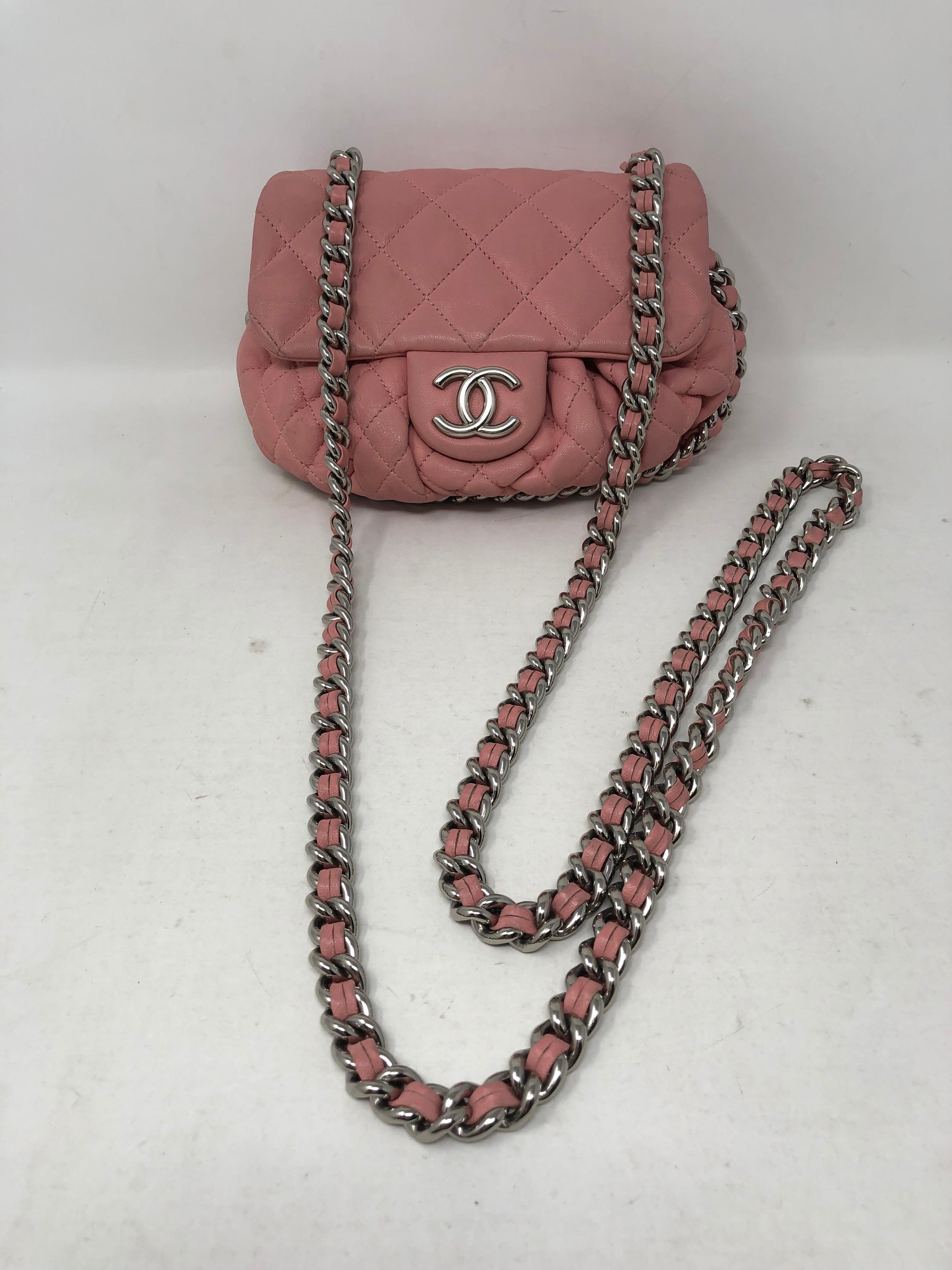 Brown Chanel Pink Chain Around Crossbody Bag