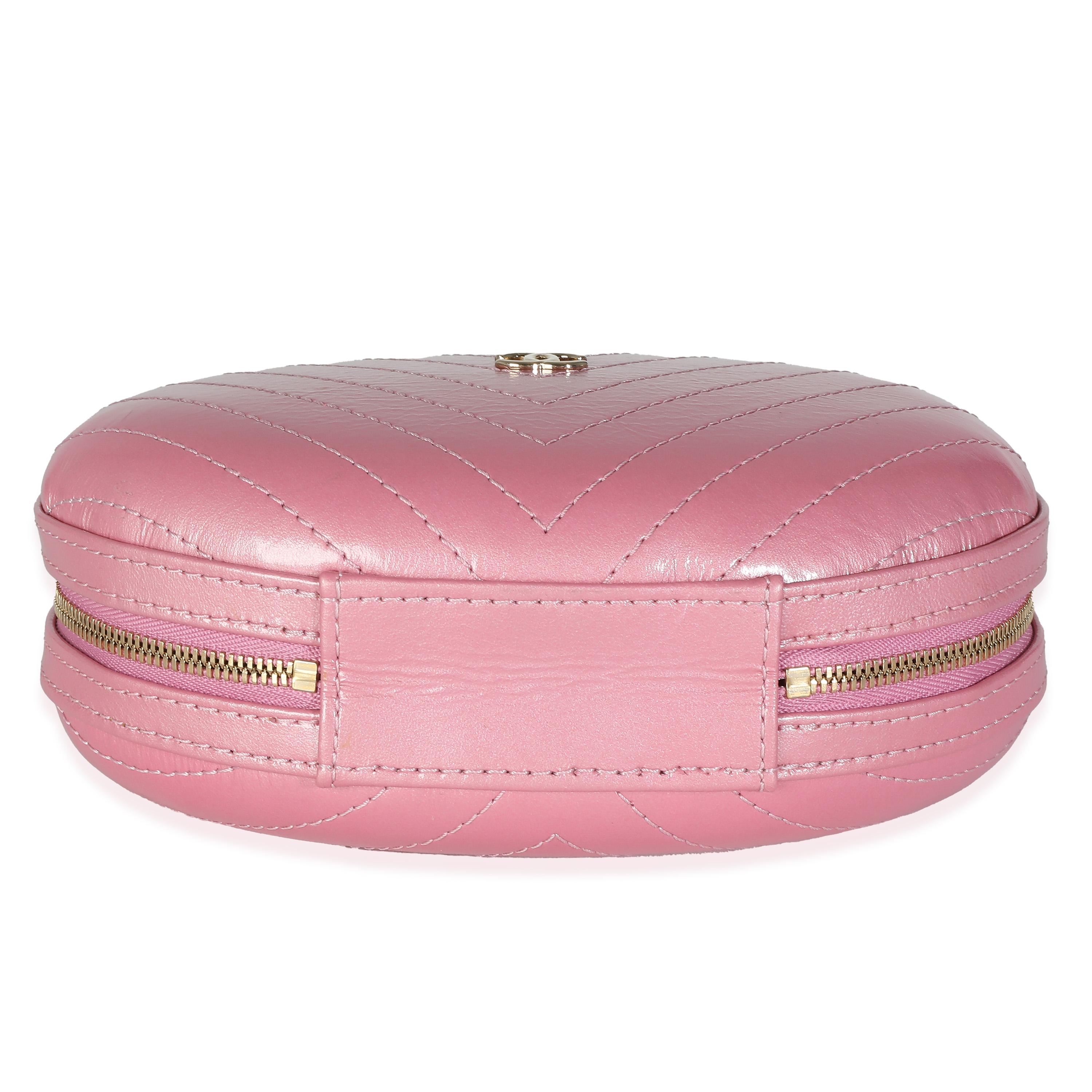 Chanel Pink Chevron Calfskin Evening Clutch With Chain 1